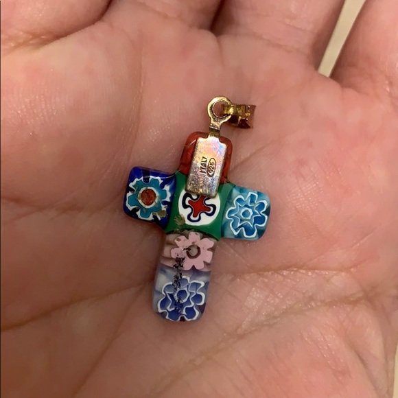 Murano Glass Cross Pendant - Picture 3 of 5